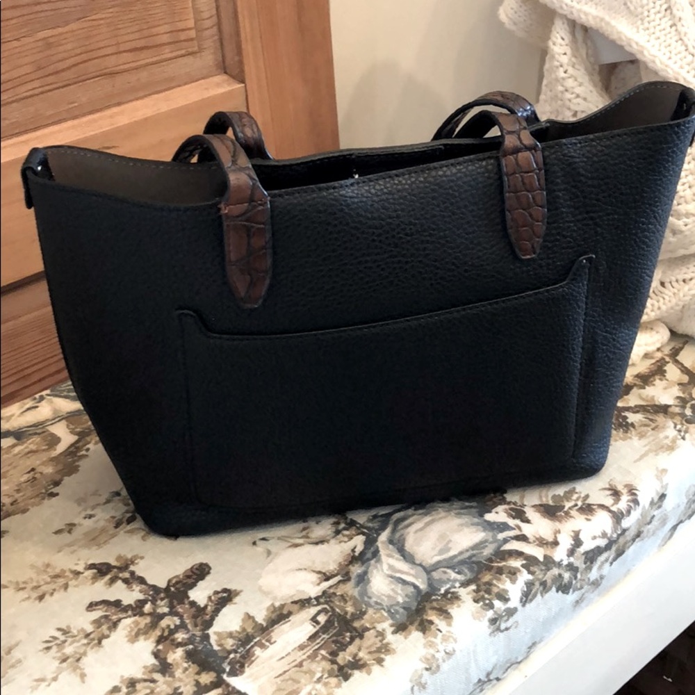 Black Pebbled Vegan Leather Small Tote